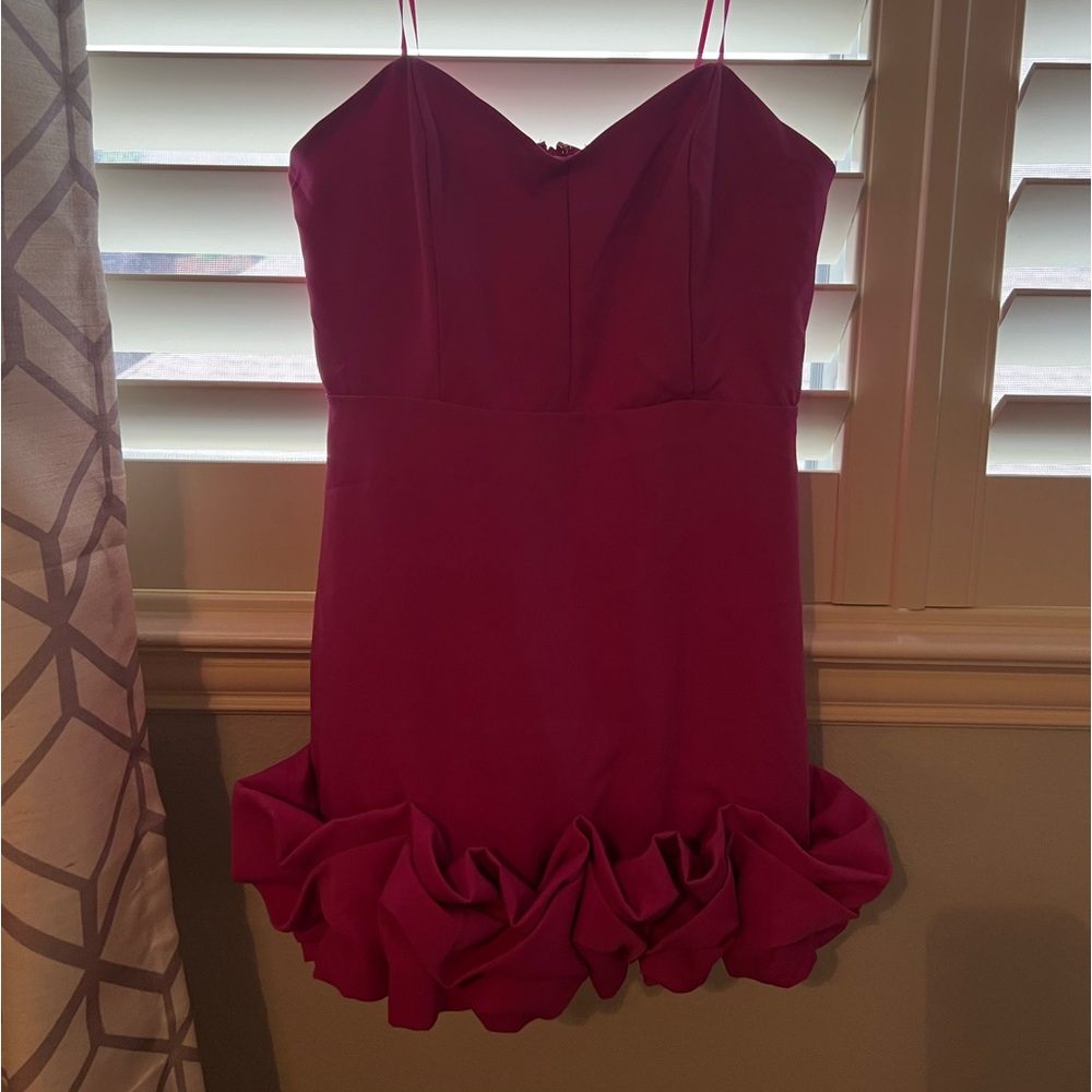 Magenta dress with ruffle at bottom